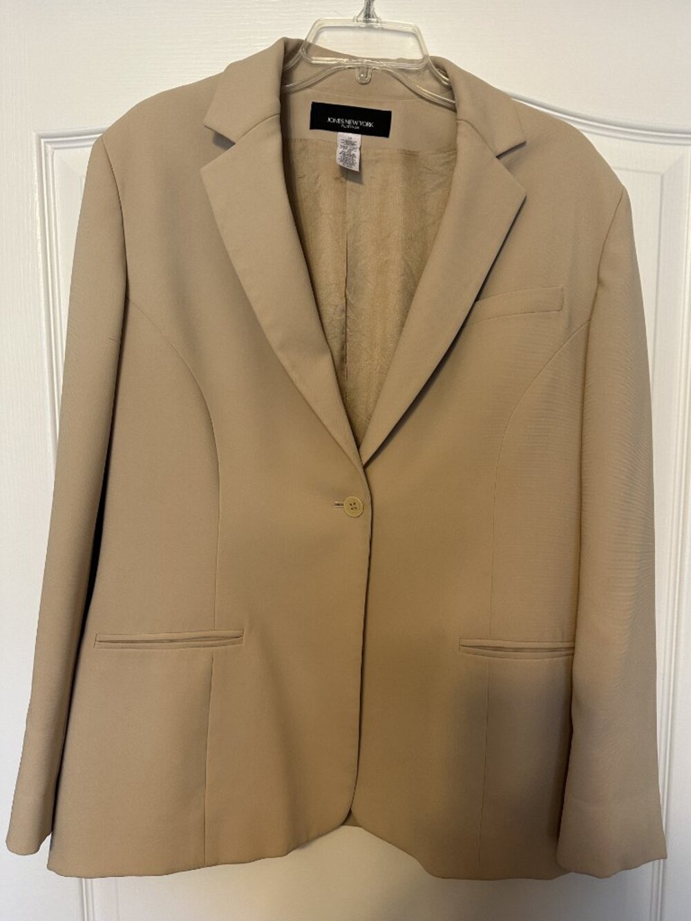 JONES NEW YORK Platinum Collection Lined Women's Suit with Skirt - Sand/Beige - Picture 2 of 8